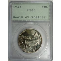 1943  Walker half $   PCGS OGH "RATTLER" 65  est $110-$115