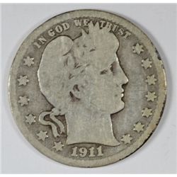 1911-D BARBER QUARTER GOOD