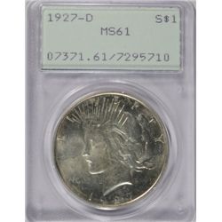 1927-D PEACE DOLLAR PCGS MS61 OLD RATTLER HOLDER