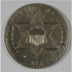1861 THREE CENT SILVER XF NICK