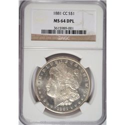 1881 CC MORGAN DOLLAR NGC MS 64 DPL