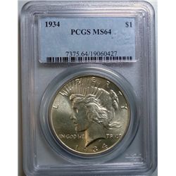 1934 PEACE DOLLAR PCGS MS-64