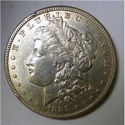1888-S MORGAN DOLLAR UNC, MINOR RIM DING