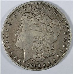 1893 CC MORGAN DOLLAR, BORDERLINE XF