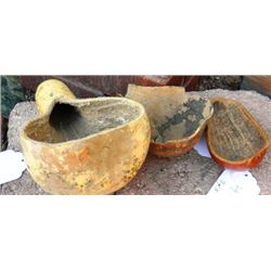 Three  Antique Hopi Gourd Scoops