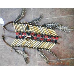 Plains Bone Hair pipe with Turkey Feathers