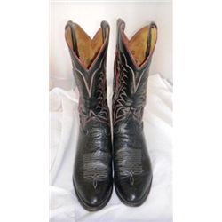 Tony Lama 8 1/2D. Black Cowboy Boots.