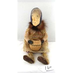 Eskimo Seal  Skin Doll with Basket