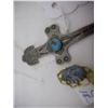 Image 2 : Navajo Sterling Silver Letter opener & Spider Web Turquoise Stick Pin