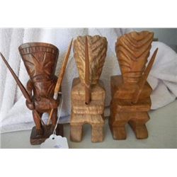 Three Carvings of Tikies from Cook Island