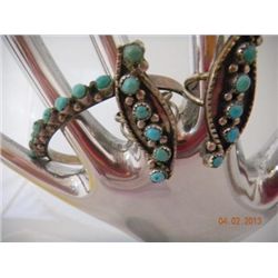 Sterling Silver, & Turquoise Small bracelet and matching rings