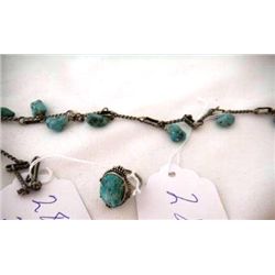 Navajo Sterling and Turquoise Nugget Necklace