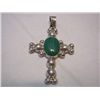 Image 1 : Sterling Silver Malachite Cross Pendant