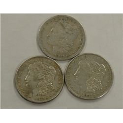 Three Morgan Silver Dollars 1927S and (2) 1921P