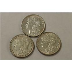 Three Morgan Silver Dollars (2) 1884O, (1) 1886