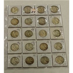 (13) 1958P, (3) 1961, (1) 1957,(2 ) 1952, (1) 1962 Ben Franklin Half Dollars