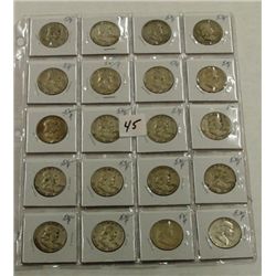 Sheet of Franklin Half Dollars (20)         1952P