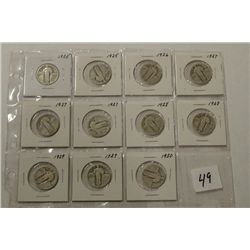 Eleven Flying Eagle Quarters (2) 1925, 1926, (3) 1927, (2) 1928, (2) 1929, 1930