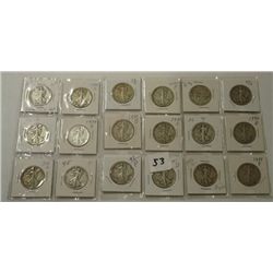 18 Walking Liberty Halfs