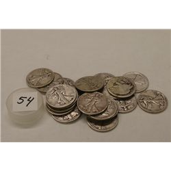 Twenty Walking Liberty Half Dollars 1940's