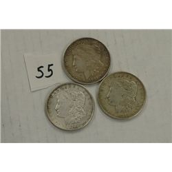 Three Morgan Silver Dollars 1921