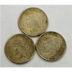 Three Silver Peace Dollars (2) 1922 & 1923