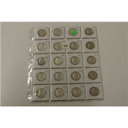 Sheet of 20 Franklin Half Dollars 1951P