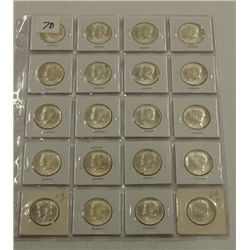 Sheet of 1964 Kennedy Half Dollars