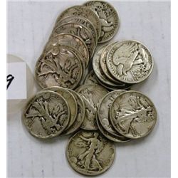 Twenty Walking Liberty Half Dollars 1940's