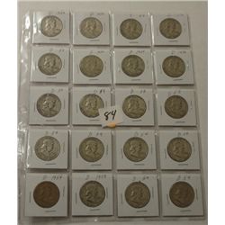20 Ben Franklin Half Dollars 1954D