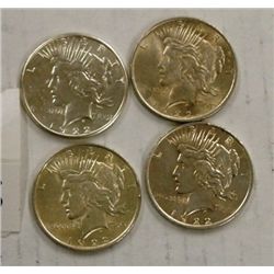 Four Peace Dollars 1922