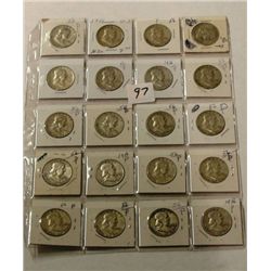 Twenty 1956P Franklin Half Dollars