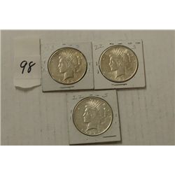 Three Peace Dollars (2) 1922S and (1) 1923S