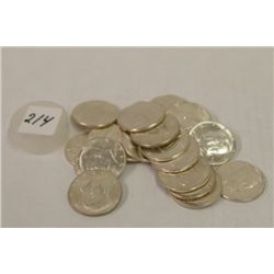 Twenty 1964 Kennedy Half Dollars - unc