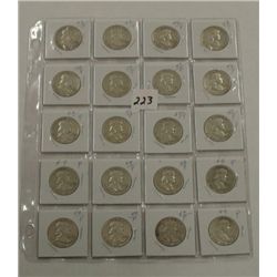 Sheet of 1949P Franklin Half Dollars