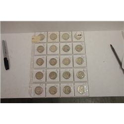 Twenty Ben Franklin Half Dollars (18) 1959P, (1) 1958D, (1) 1993P