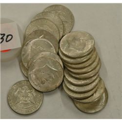 Twenty 1964 Kennedy Half Dollars