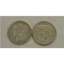 1884 Morgan Dollar and 1922 Peace Dollar