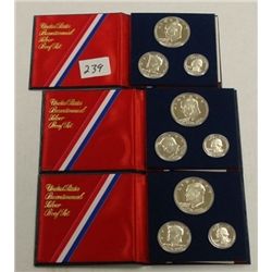 Three United States Bicentennial Silver Proof Sets