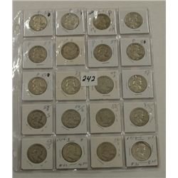 Twenty 1954S Franklin Half Dollars