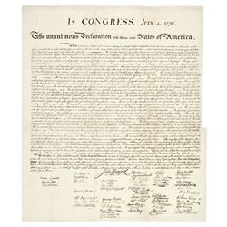 DECLARATION OF INDEPENDENCE. (1843) Peter Force Printing on Rice Paper