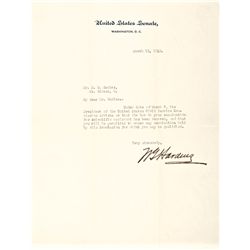 WARREN G. HARDING, Typed Letter Signed 1916