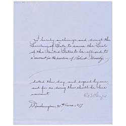 RUTHERFORD B. HAYES, Document Signed As President 1879