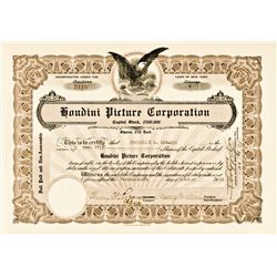 Rare HARRY HOUDINI Signed Stock Certificate for the Houdini Picture Corporation