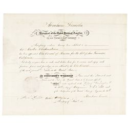 ABRAHAM LINCOLN and WILLIAM H. SEWARD Signed Appointment - Vice Consul of Russia