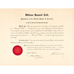 WILLIAM HOWARD TAFT, Appointment Document Signed as President 1911