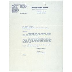 Signed Letters: HARRY S TRUMAN and BESS TRUMAN