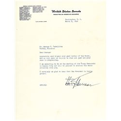HARRY S. TRUMAN, 1940-Dated, Typed Political Content Letter Signed