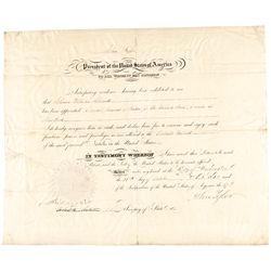 JOHN TYLER, Presidential Appointment Document Signed As President 1842