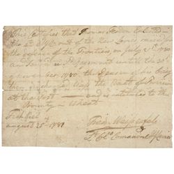 1781 Revolutionary War FREDERICK VON WEISENFELS, Signed Manuscript Document